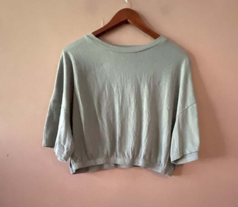 SHEIN Textured Waffle Knit Dropped Shoulder Elastic Hem Cropped T-Shirt Size XXL